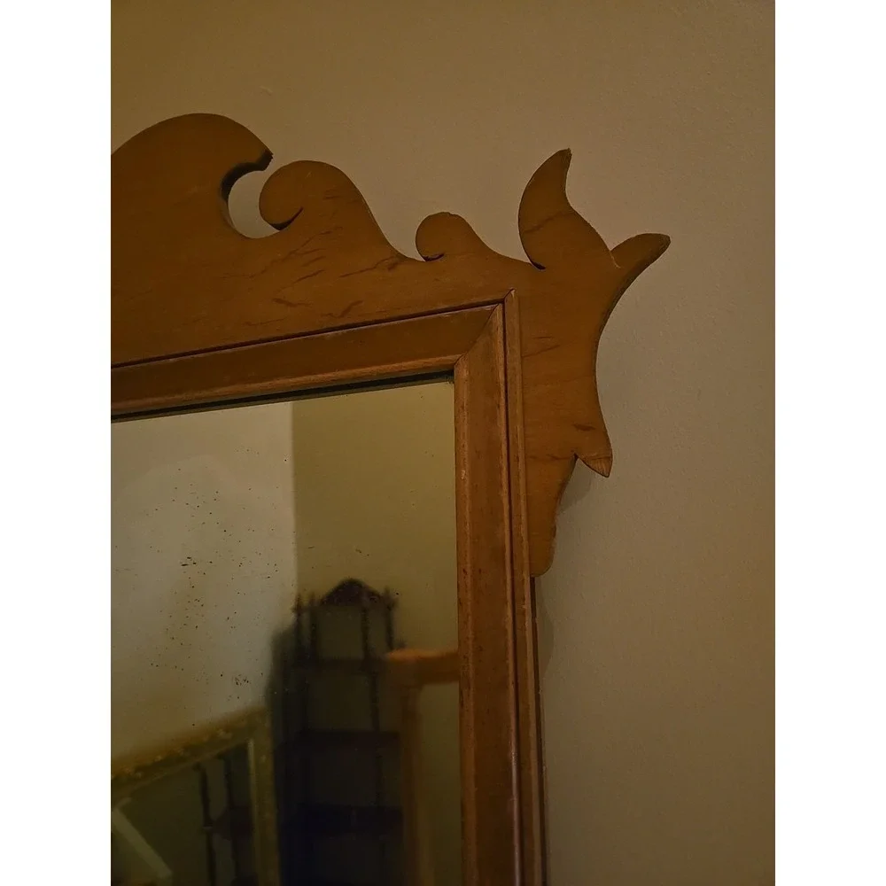 Antique Vintage Maple Chippendale Glass Mirror